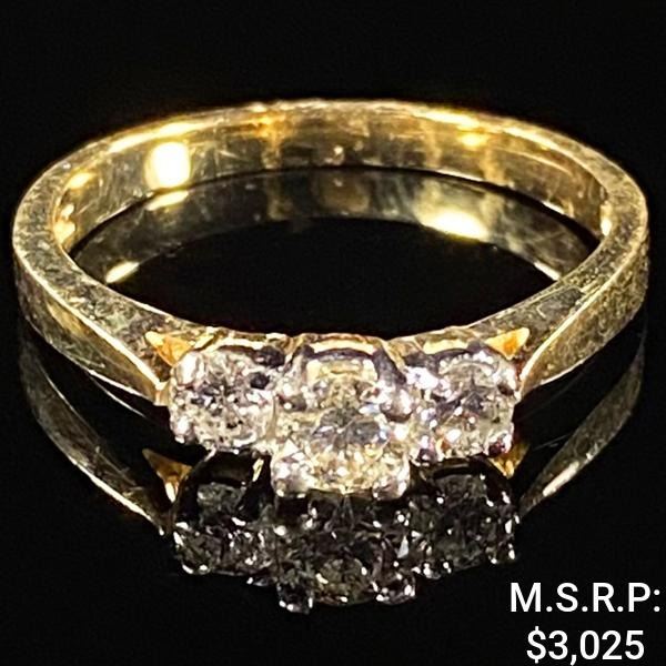 1.8 DWT 14 KT Gold Diamond Ring Sz: 7.5