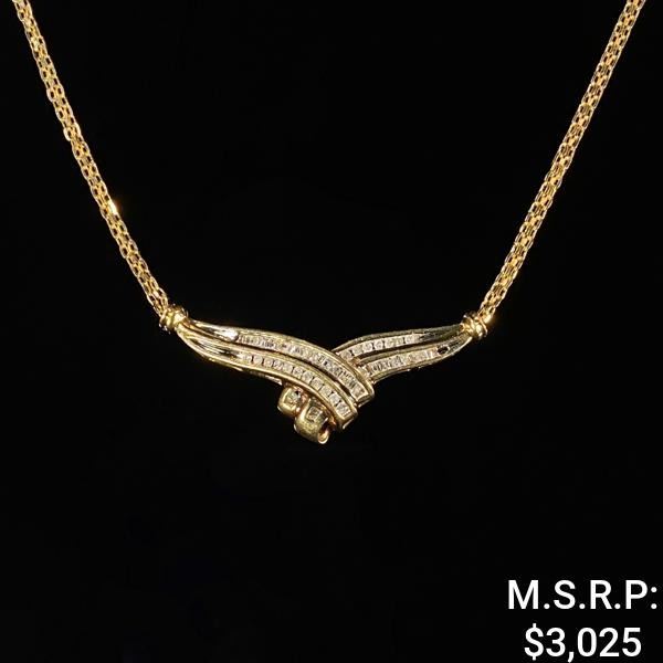 5 DWT 10 KT Gold Ncklce & Pendant w/ Diamonds