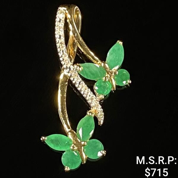 1 DWT 14 KT Gold Pendant w/ Gems & Diamonds