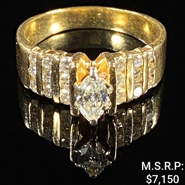 4 DWT 14 KT Gold Diamond Ring Sz: 8