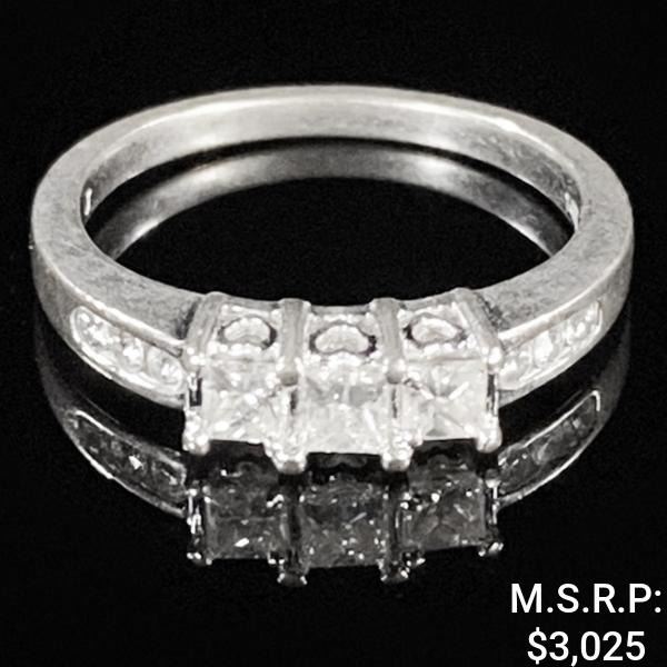 2.1 DWT 14 KT Wht Gold Diamond Ring Sz: 6.5