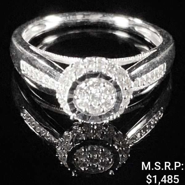 1.8 DWT 10 KT Wht Gold Diamond Ring Sz: 7