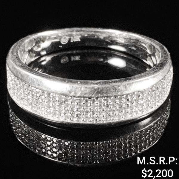 2.5 DWT 10 KT Wht Gold Ring w/ Diamond 200 Sz:10