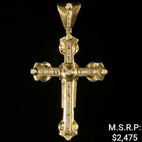 3.4 DWT 10 KT Gold Cross Pendant w/ Diamond