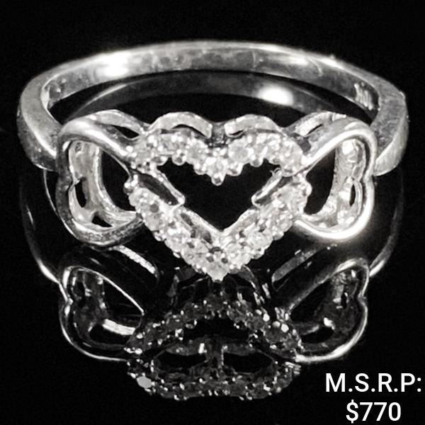 1.2 DWT 10 KT Wht Gold Ring w/ Diamond Sz: 7