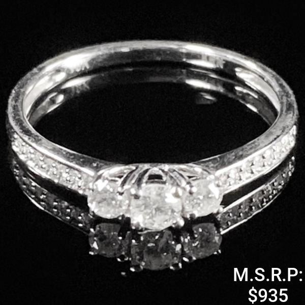 0.8 DWT 10 KT Wht Gold Diamond Ring Sz: 6