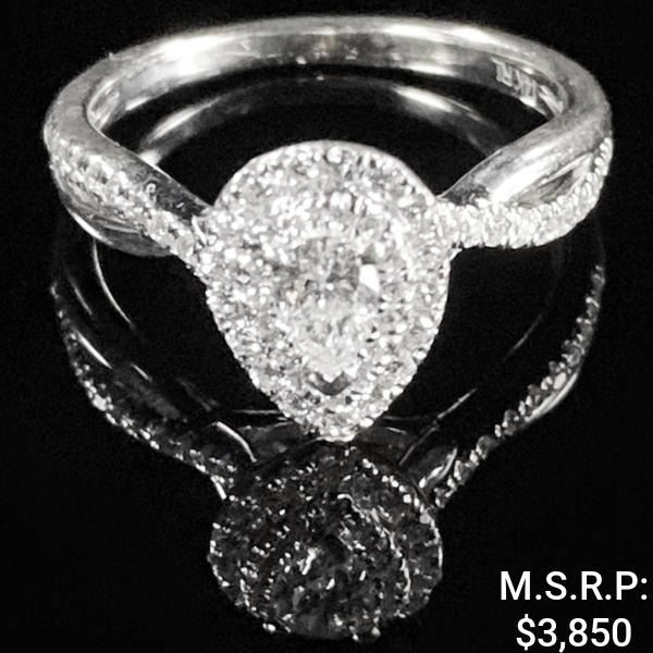 1.9 DWT 14 KT Wht Gold Diamond Ring Sz: 5