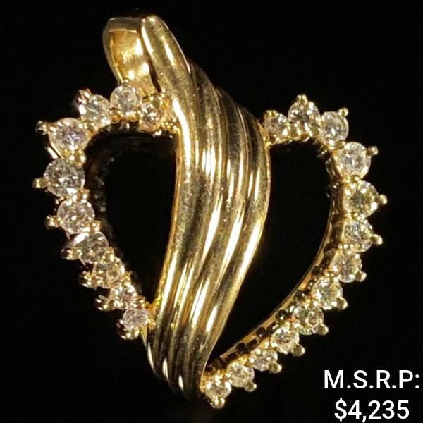 3.3 DWT 14 KT Gold Heart Pendant w/ Diamond