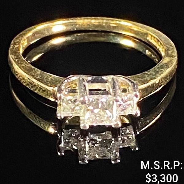 2 DWT 14 KT Gold w/ Diamonds Ring Sz: 6