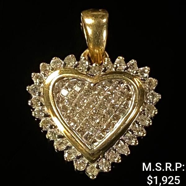 1.4 DWT 10 KT Gold Heart Pendant w/ Diamond