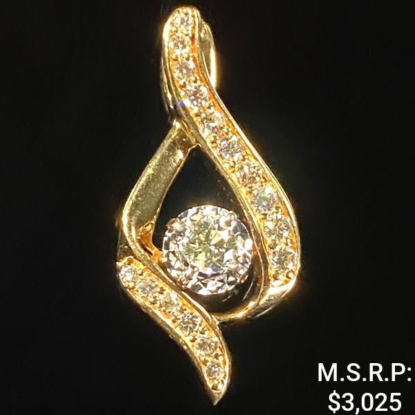 1.9 DWT 14 KT Gold Pendant w/ Diamond Lining