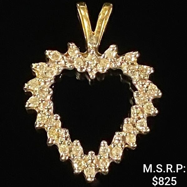 1.3 DWT 10 KT Gold Heart Pendant w/ Diamond