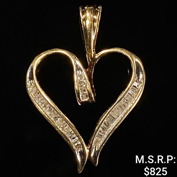 1.2 DWT 10 KT Gold Heart Pendant w/ Diamond