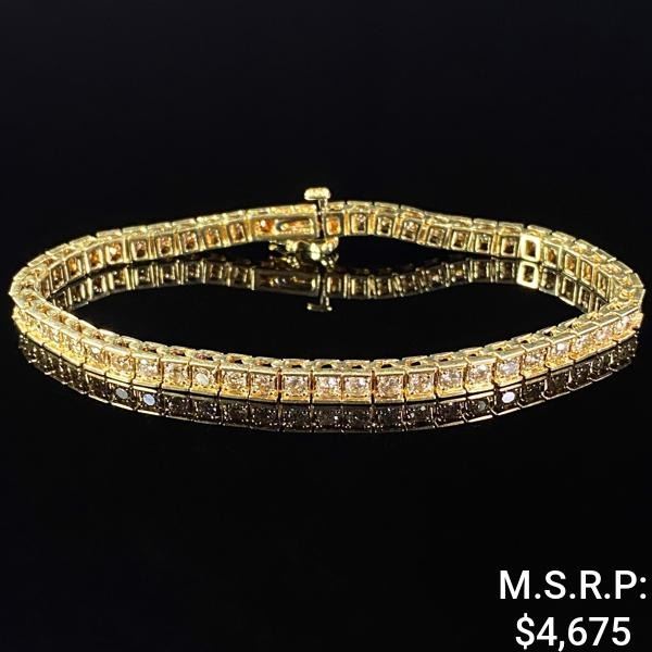 7.5 DWT 10 KT Gold w/ Diamond Bracelet