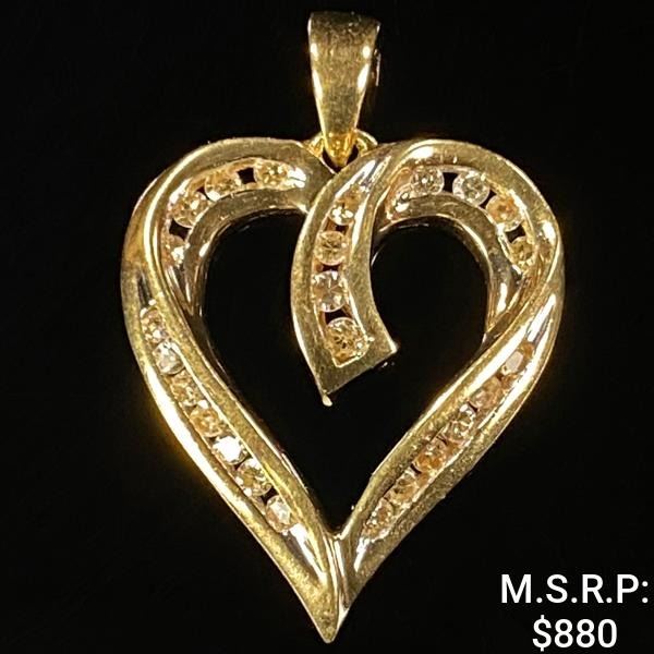 1.4 DWT 10 KT Gold Heart Pendant w/ Diamond