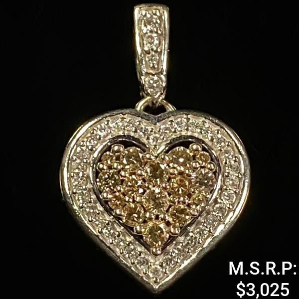 2.3 DWT 14 KT Wht Gold Heart Pendant w/ Diamond