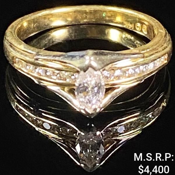 2.2 DWT 14 KT Gold w/ Diamond Ring Sz: 4.5