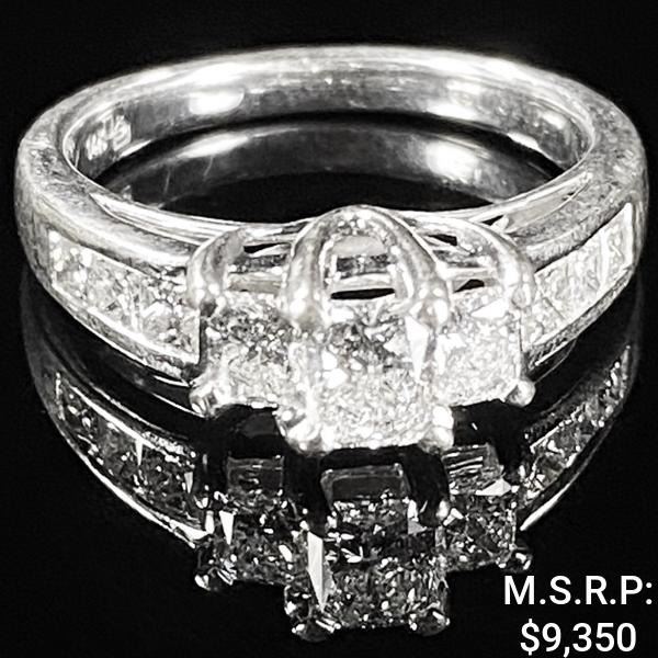 2.9 DWT 14 KT Wht Gold w/ Diamond Ring Sz:6.5