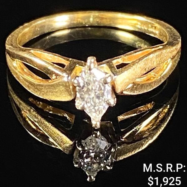1.8 DWT 14 KT Gold w/ Diamond Ring Sz: 6