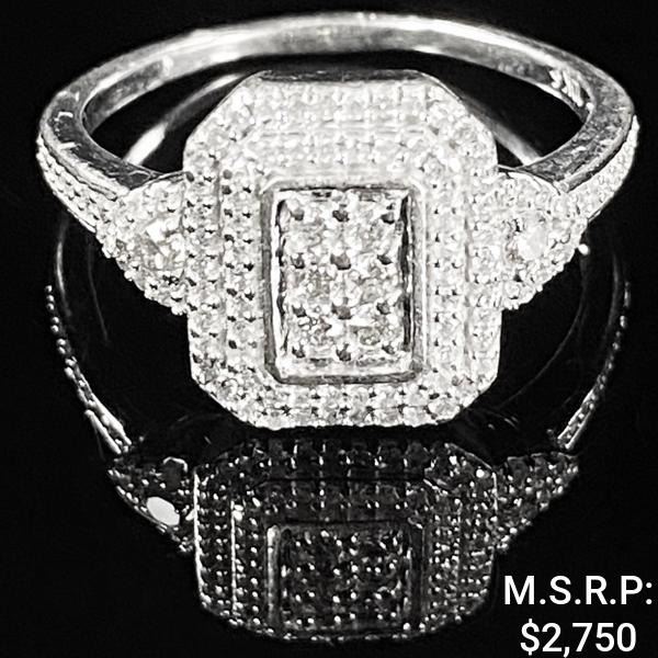 2.3 DWT 10 KT Wht Gold w/ Diamond Ring Sz:7.5