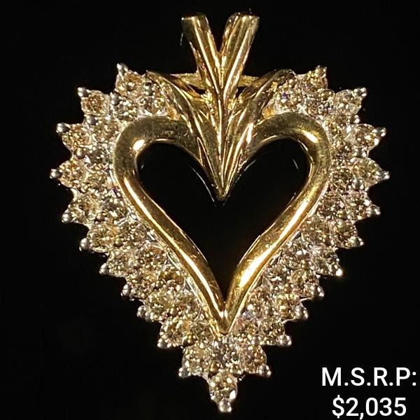 2.6 DWT 10 KT Gold Heart Pendant w/ Diamond