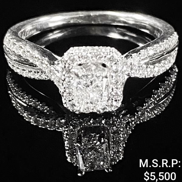 3 DWT 14 KT Wht Gold w/ Diamond Ring Sz:7.5