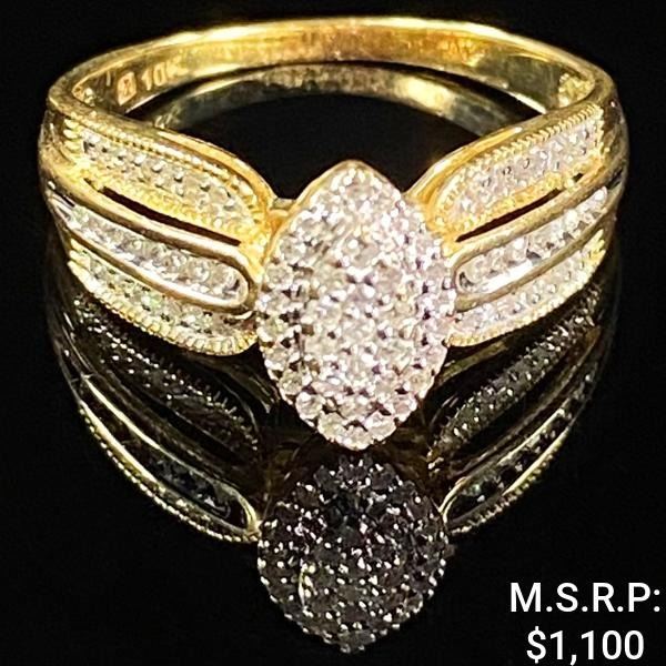 1.9 DWT 10 KT Gold w/ Diamond Ring Sz: 8