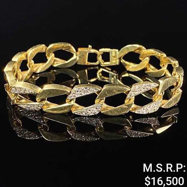 26.8 DWT 14 KT Gold w/ Diamonds Bracelet