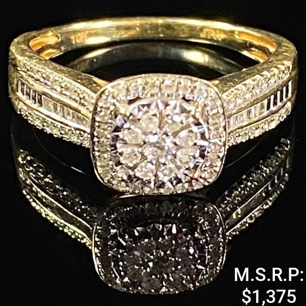 1.7 DWT 10 KT Gold w/ Diamond Ring Sz: 6.5