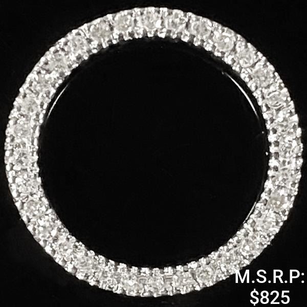0.8 DWT 14 KT Wht Gold Circle Pendant w/ Diamond
