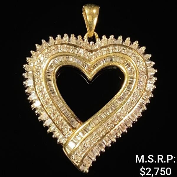 2.5 DWT 10 KT Gold Heart Pendant w/ Diamond