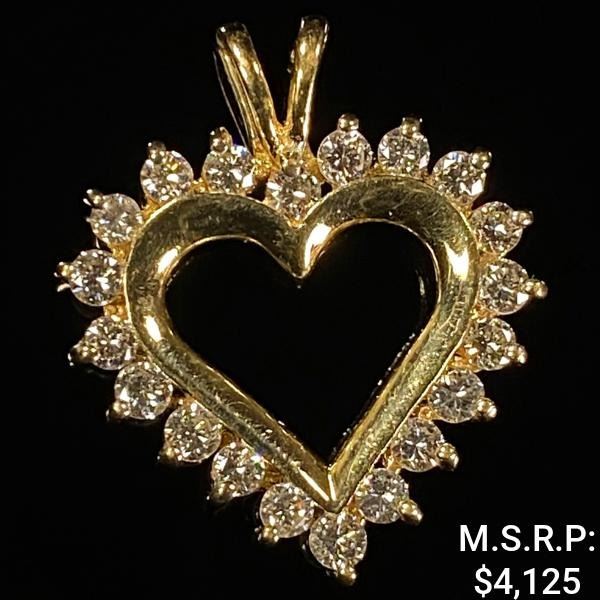 2.3 DWT 14 KT Gold Heart Pendant w/ Diamond