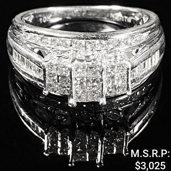 3.3 DWT 10 KT Wht Gold w/ Diamond Ring Sz:6.5