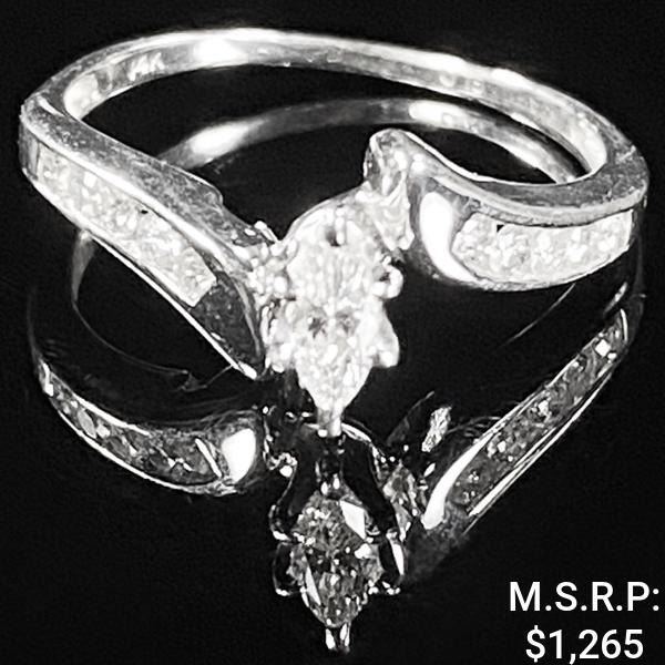 1.4 DWT 14 KT Wht Gold w/ Diamond Ring Sz:5.5