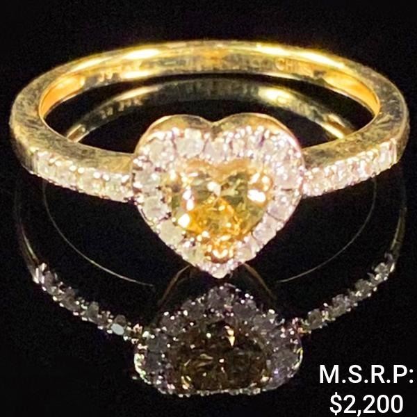 1.6 DWT 14 KT Gold Hrt w/ Dia & Gem Ring Sz:6.5