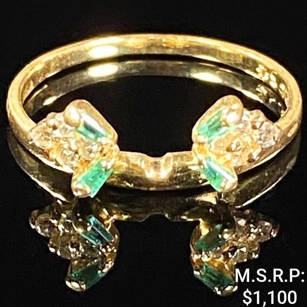 1.5 DWT 14 KT Gold w/ Diamonds & Gems Ring Sz: 8