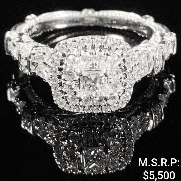 3.2 DWT 14 KT Wht Gold w/ Diamond Ring Sz:6.5