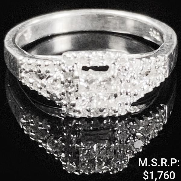 1.9 DWT 10 KT Wht Gold w/ Diamond Ring Sz:5.5