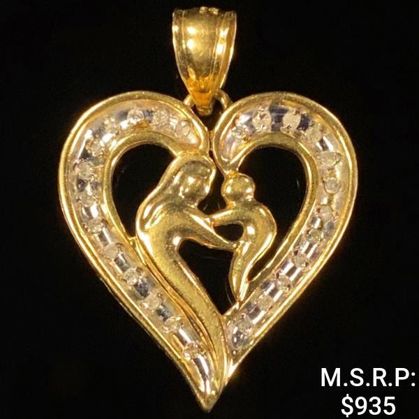 1.3 DWT 14 KT Gold Heart Pendant w/ Diamond