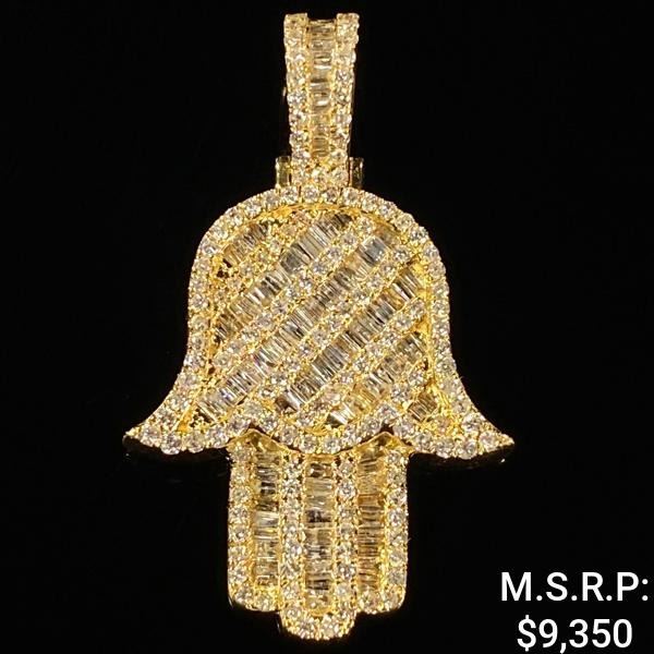 4.7 DWT 14 KT Gold Hand Pendant w/ Diamond Lining