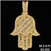 Image 1 : 4.7 DWT 14 KT Gold Hand Pendant w/ Diamond Lining