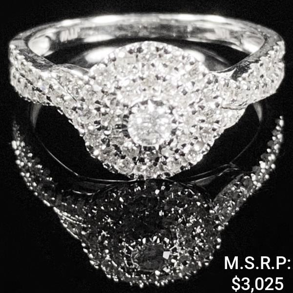 1.7 DWT 10 KT Wht Gold w/ Diamond Ring Sz:6.5