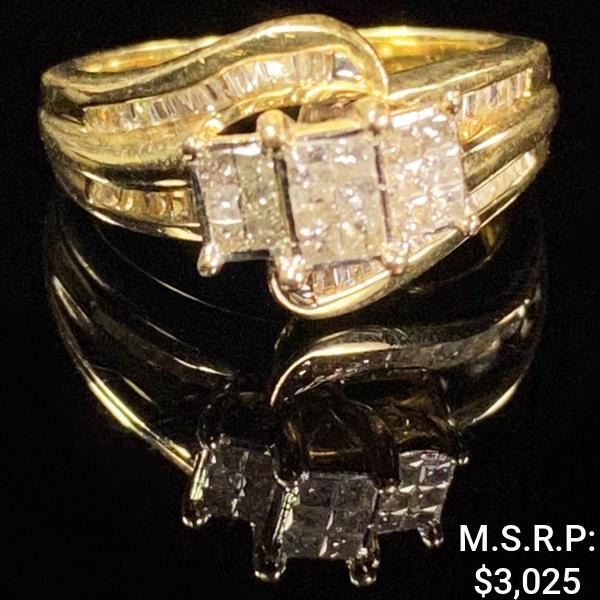 3.4 DWT 10 KT Gold w/ Diamond Ring Sz: 5.5