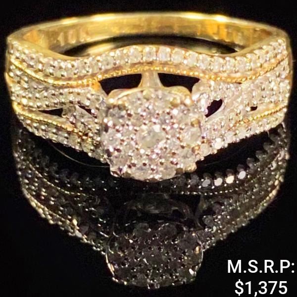 1.8 DWT 10 KT Gold w/ Diamond Ring Sz: 7