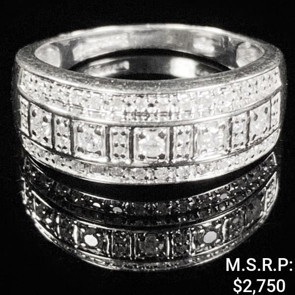 2.5 DWT 10 KT Wht Gold w/ Diamond Ring Sz:7.5