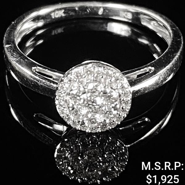 1.6 DWT 10 KT Wht Gold w/ Diamonds Ring Sz: 7