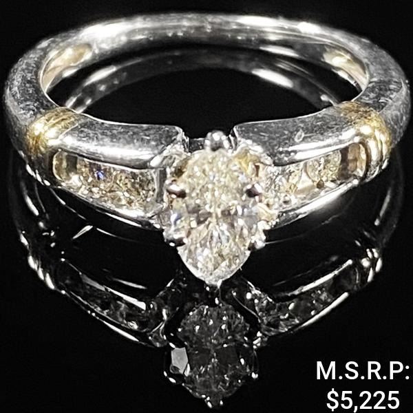 2.5 DWT 14 KT Wht Gold w/ Diamond Ring Sz:6