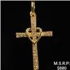 Image 1 : 0.9 DWT 14 KT Gold Cross Pendant w/ Diamond