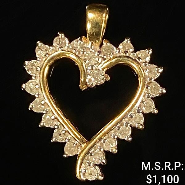 1.8 DWT 10 KT Gold Heart Pendant w/ Diamond