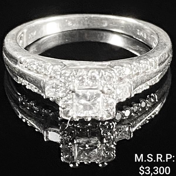 2.1 DWT 10 KT Wht Gold w/ Diamond Ring Sz:5.5